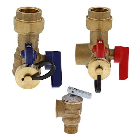 Jones Stephens 3/4in SWT Tankless Water Heater Valve Service Kit with Pressure Relief Valve D05101